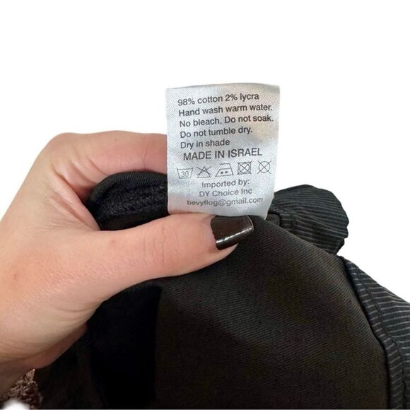 Bevy Flog Dafna Original Black Stripe Pinstripe Pull on Pants Size 28 - Picture 10 of 10